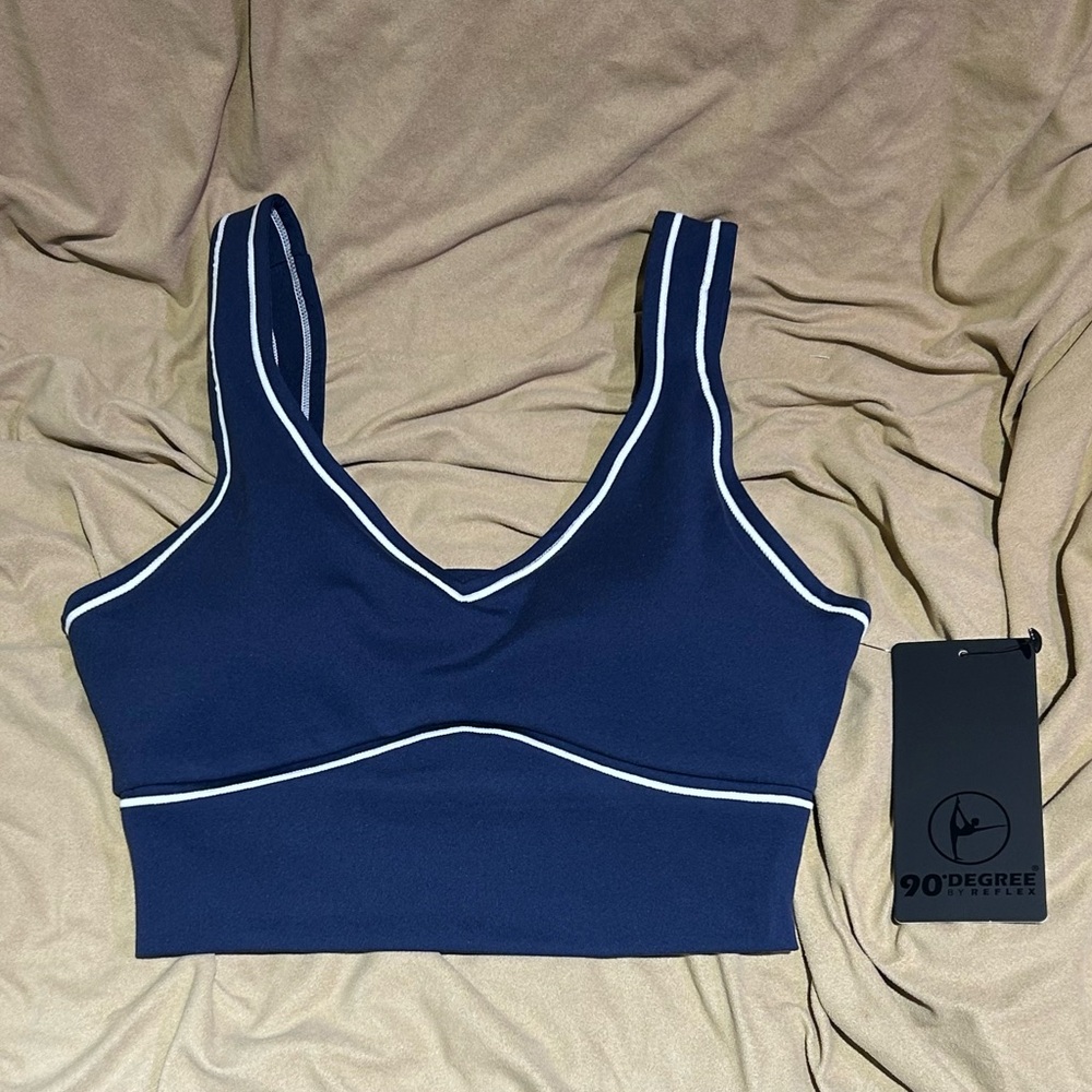 90 DEGREE BY REFLEX Naval Academy Blue Lux Motion Muse Bra Top Women's Size XS
